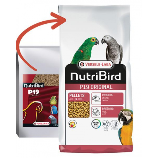 VL NutriBird P19 Original - extrudy pre chov, preperovanie a zvýšené nároky veľkých papagájov s domácim ovocím 10kg