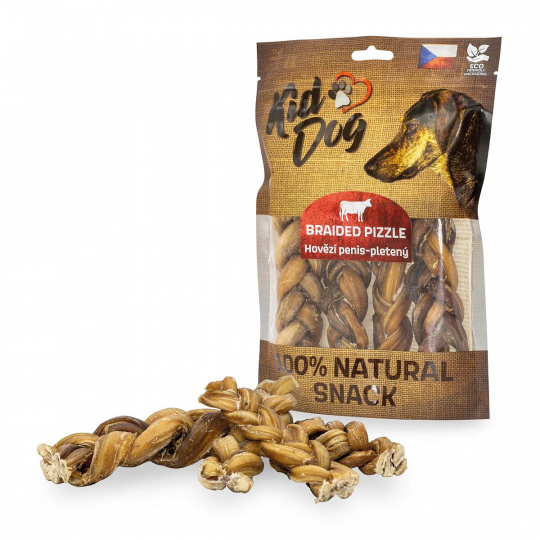 KIDDOG 100% Natural Snack, hovädzí penis pletený 12 cm / 200 g