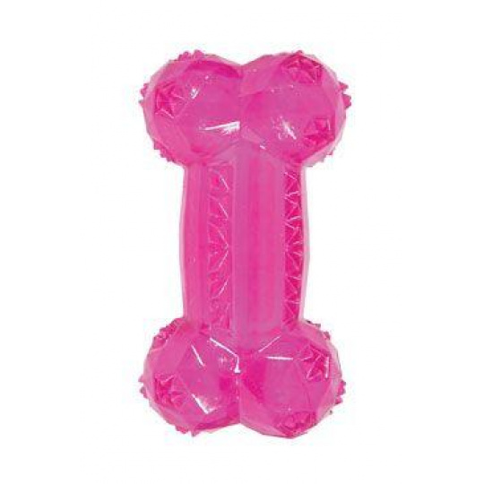 Hračka pes BONE TPR POP kosť 12cm ružová Zolux