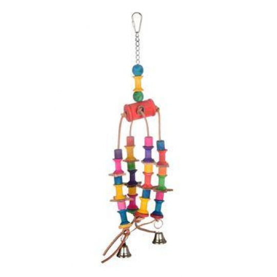 Hračka pre exoty s valčekmi a zvončekmi, drevená