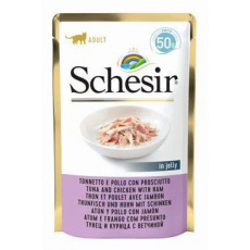 Schesir Cat kapsička Adult tuniak/kuracie/šunka 50g