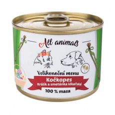 ALL ANIMALS Veľkonočné menu KOČKOPES - limitovaná edícia konzerva s králikom a púpavou 200 g