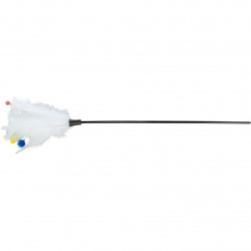 Škádlítko s perím a šnúrkami zakončenými guličkami, 41 cm