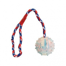 Vrhací lopta z prírodnej tvrdej gumy 6/30 cm, na lane, HipHop Dog