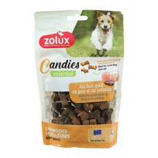 Pochúťka pes CANDIES kostičky hydina, pečeň 150g Zolux