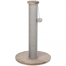 Škrabací stĺpik LIVIA s plyšovou guľôčkou, 64 cm, sisal/plyš, béžovošedá