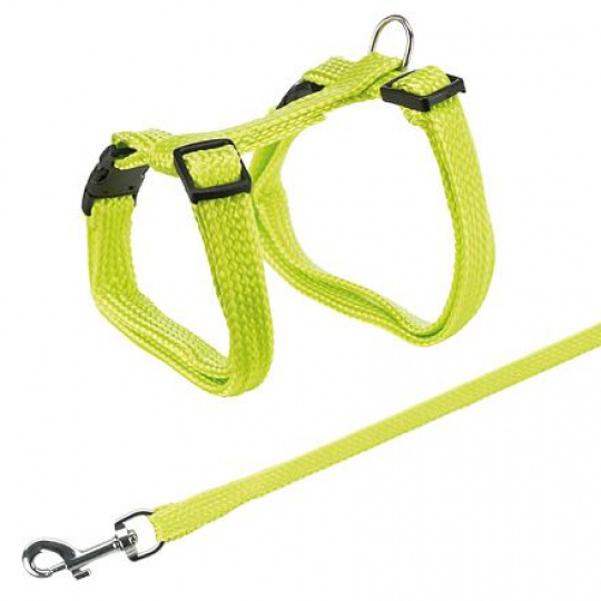Postroj s vodítkom pre mačku jednofarebný 22-42cm/10mm 1,25m