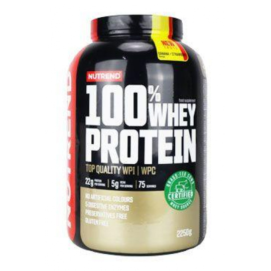 Nutrend Whey Protein 100% banán+jahoda 2250g Nutrend Whey Protein 100% banán+jahoda 2250g