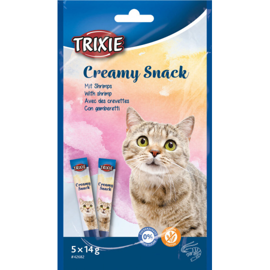 Creamy, krémová pochúťka pre mačky, tuniak a krevety, 5 x 14 g Creamy, krémová pochúťka pre mačky, tuniak a krevety, 5 x 14 g