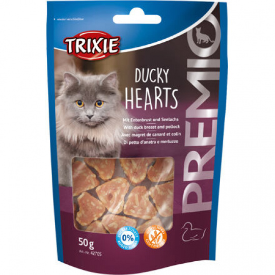 Premio HEARTS - srdiečka z kačacích pŕs a aljašskej tresky 50 g Premio HEARTS - srdiečka z kačacích pŕs a aljašskej tresky 50 g