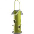 Záhradné kŕmidlo pre vtáčiky, 4 otvory 14x25x14 cm kovové zelené