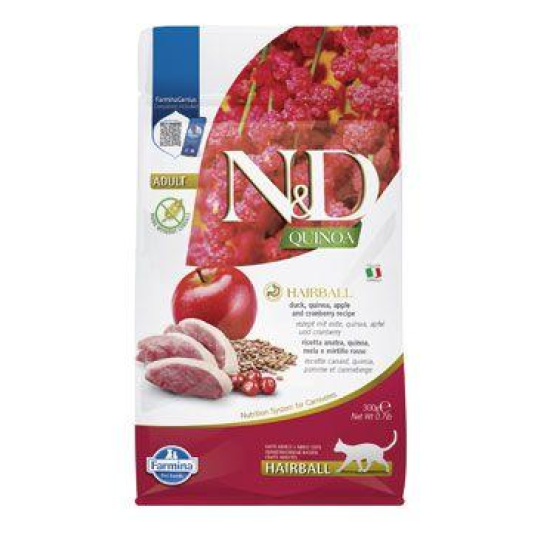 N&D Quinoa CAT Hairball Duck & Cranberry 300g