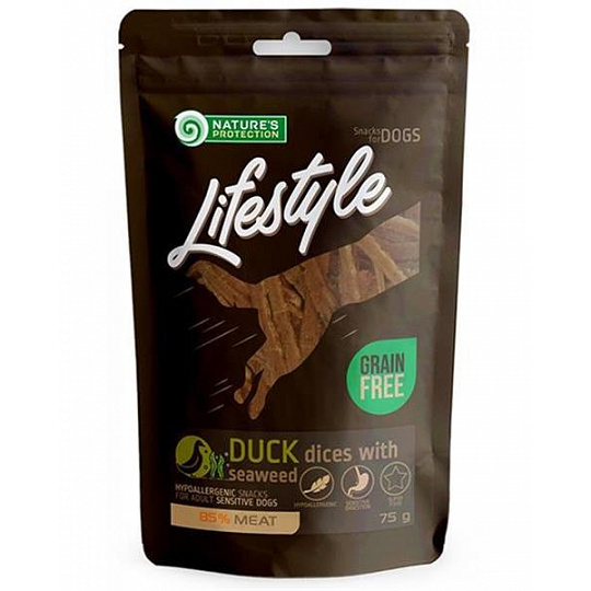 Pamlsok Natures P Lifestyle dog soft duck dices with seaweed 75 g
