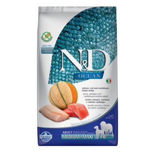 N&D OCEAN DOG Adult M/L Losos & Treska & Melón 2,5kg