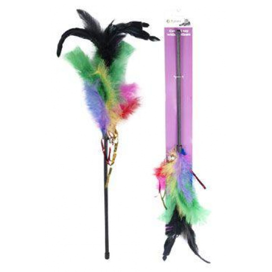 Hračka mačka Udica kohútie pierko 50cm