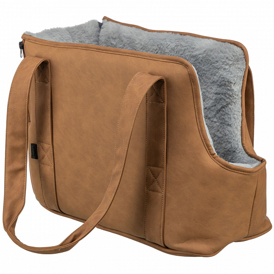 Transportná taška EVELYN, 40 x 30 x 20 cm, do 5 kg, umelá koža, plyš, hnedá/sivá Transportná taška EVELYN, 40 x 30 x 20 cm, do 5 kg, umelá koža, plyš, hnedá/sivá