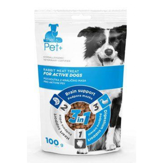Pochoutka Pet+ 3v1 for Active Dogs králičí 100g