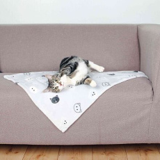 Plyšová deka MIMI 70 x 50 cm šedá s kočičími hlavami Plyšová deka MIMI 70 x 50 cm šedá s kočičími hlavami