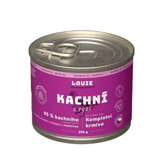 Louie Dog konz. Kachní s rýží a prebiotiky 200g Louie Dog konz. Kachní s rýží a prebiotiky 200g