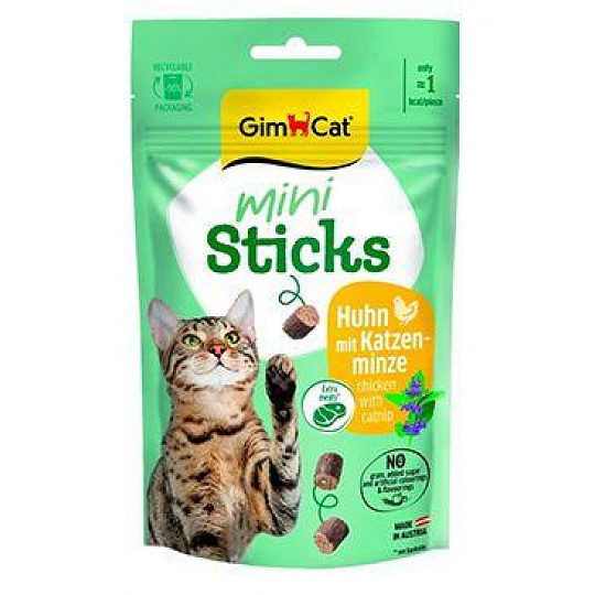 GimCat Mini Sticks kuracie s kocúrnikom 50g