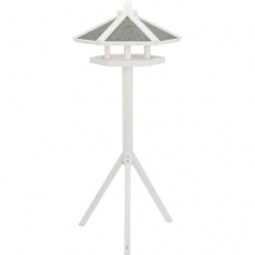 NATURA vonkajšie kŕmidlo so strieškou a silom, 1,45m, 65x46cm, borovicové drevo, biela - LIMITOVANÁ PONUKA