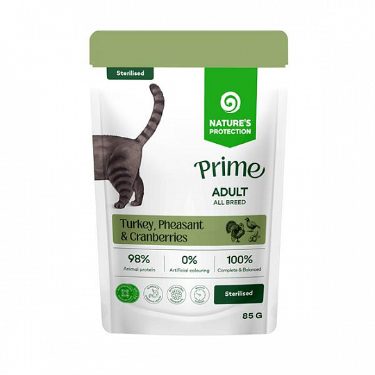 Natures P Prime KAPSIČKA cat adult serilised GF turkey&pheasant&cranberries 85 g Natures P Prime KAPSIČKA cat adult serilised GF turkey&pheasant&cranberries 85 g