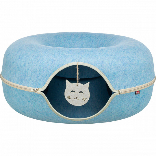 Filcová búdka - donut, ø 60 cm, s hračkou, modrá