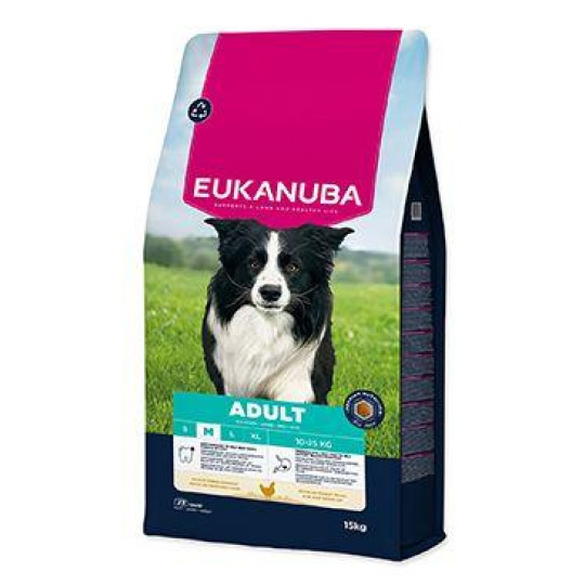 Eukanuba Dog Adult Medium bohaté na čerstvé kuracie mäso 15kg