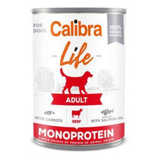 Calibra Dog Life konz.Adult Beef s mrkvou 400g