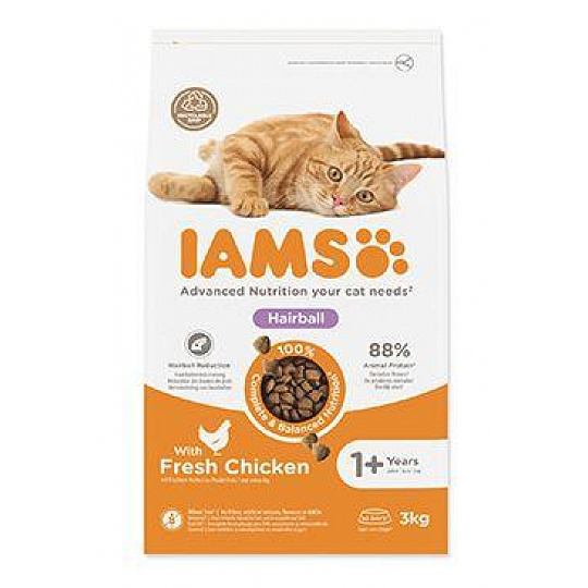 Iams Cat Adult Hairball Chicken 3kg Iams Cat Adult Hairball Chicken 3kg