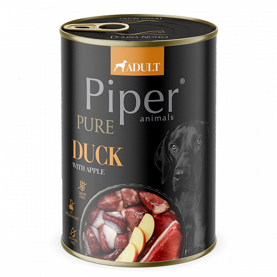 NEW PIPER PURE kačica s jablkami, konzerva pre psy 400 g