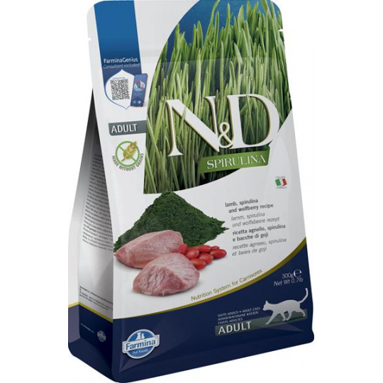 Farmina N&D cat SPIRULINA (GF) adult, jahňacie & goji 0,3 kg