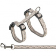 Postroj pre mačky s vodítkom, 27-45 cm/ 13mm, 1,20 m, sivá/béžová