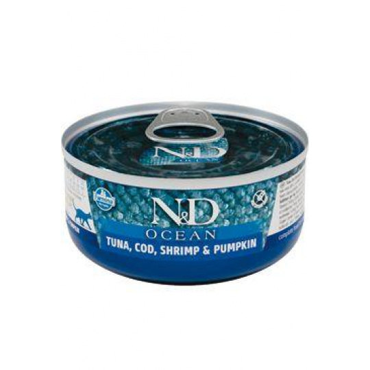 N&D CAT OCEAN Adult Tuniak & Treska & Krevety & Tekvica 70g