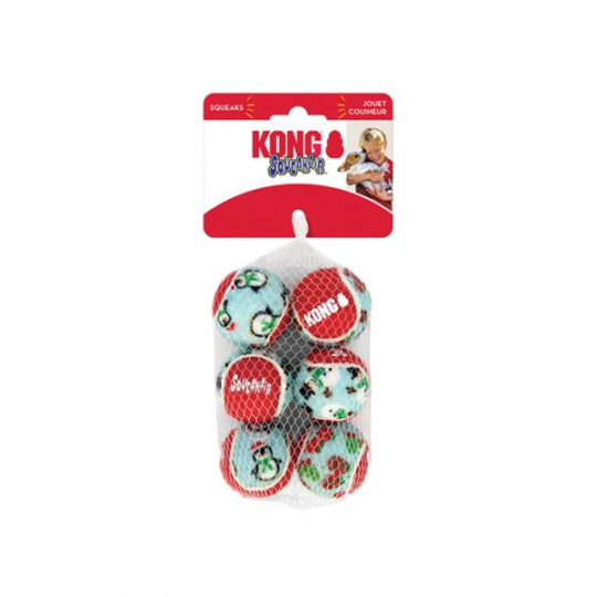 Hračka Kong Dog Holiday Airdog Lopta s pískatkom tenis, guma vulkanizovaná, bal. 6 kusov, S Hračka Kong Dog Holiday Airdog Lopta s pískatkom tenis, guma vulkanizovaná, bal. 6 kusov, S