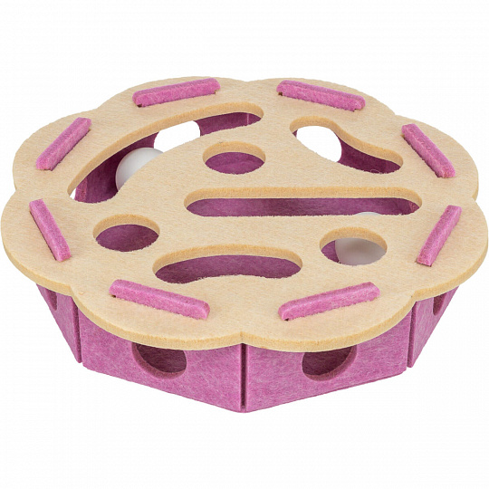 Interaktivní hra pro kočky Hole'n'Roll – květina, ø 30 × 7.5 cm, filc, růžová/béžová Interaktivní hra pro kočky Hole'n'Roll – květina, ø 30 × 7.5 cm, filc, růžová/béžová