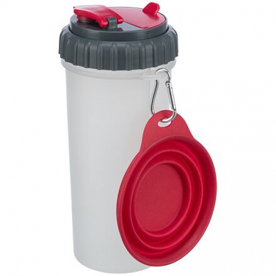 Cestovný zásobník na vodu a krmivo, vrátane misky, 2 × 0.35 l/o11 × 23 cm