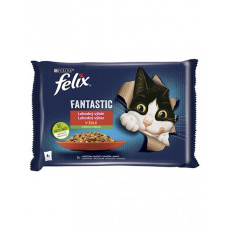 Nestlé FELIX Fantastic cat Multipack kura s paradajkami & hovädzie s mrkvou želé kapsička 4x85 g Nestlé FELIX Fantastic cat Multipack kura s paradajkami & hovädzie s mrkvou želé kapsička 4x85 g