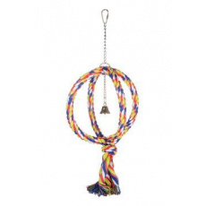Hračka pre veľké papagáje bavlnený kruh so zvončekom Hračka pre veľké papagáje bavlnený kruh so zvončekom