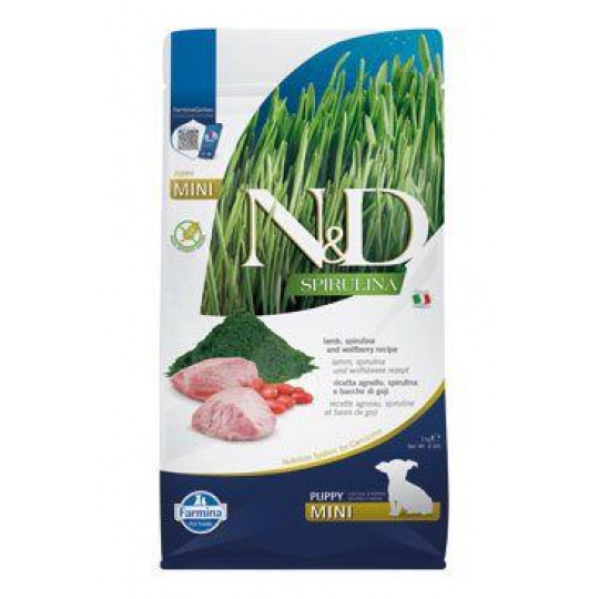 Farmina N&D dog SPIRULINA (GF) puppy mini, jahňacie 2 kg