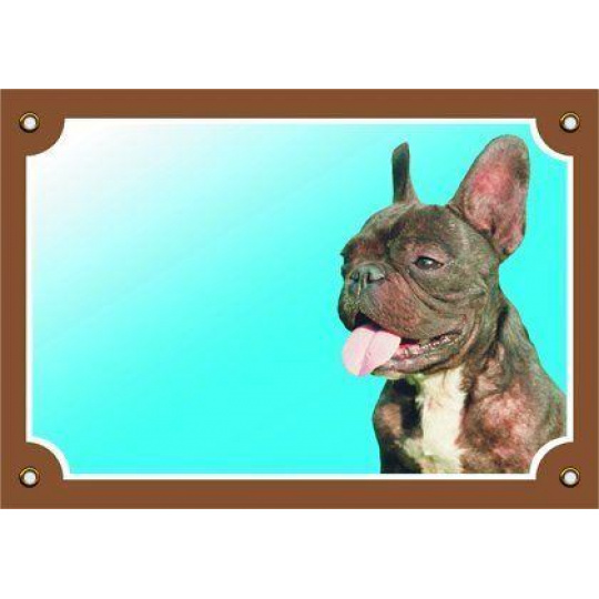 Farebná ceduľka Pozor pes, Francúzsky buldoček tmavý Farebná ceduľka Pozor pes, Francúzsky buldoček tmavý