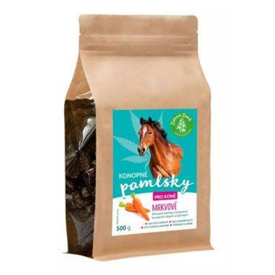Konopné maškrty pre kone mrkvové 500g