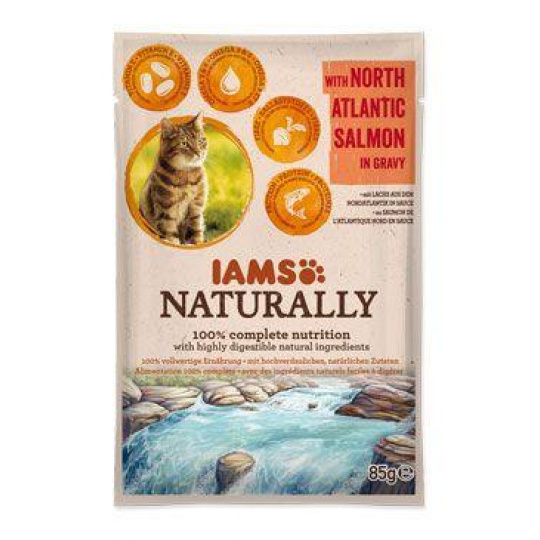 Iams Cat Adult Naturally kapsička Losos v omáčke 85g