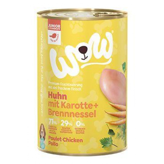WOW Dog konz. Junior kuracie s mrkvou 400g WOW Dog konz. Junior kuracie s mrkvou 400g