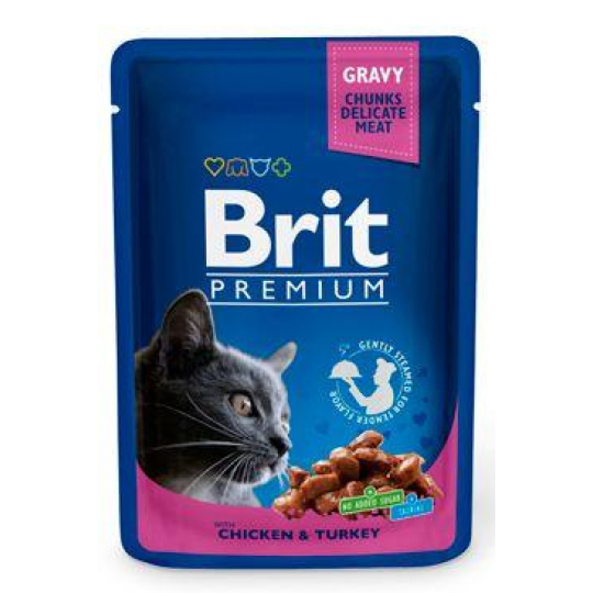 Brit Premium Cat kapsička s kuracím a morčacím 100g Brit Premium Cat kapsička s kuracím a morčacím 100g
