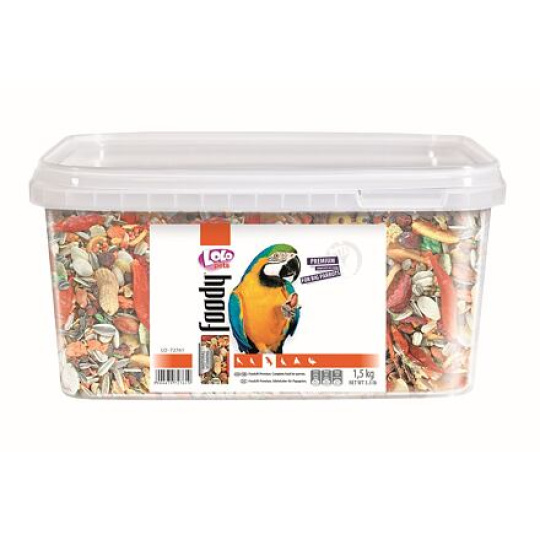 LOLO Foody kompl.krmivo pro velké papoušky 3L/1,5kg kyblík