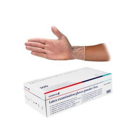 Rukavice hniezdo.vyš.CVET latex L/100ks s púdrom, biele