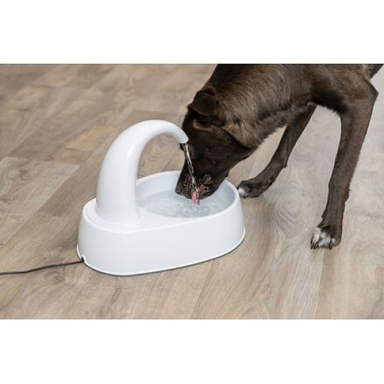 Fontána na vodu s oblým kohoutkem, 2,5 l/25 × 24,5 × 35 cm, plast, bílá (RP 2,90 Kč)