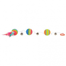 Dúhové loptičky na šnúrke s rolničkami 3,5 cm/80 cm