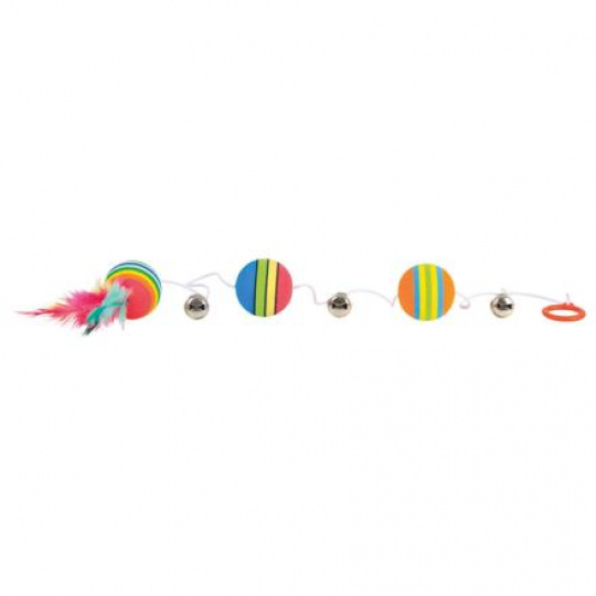 Dúhové loptičky na šnúrke s rolničkami 3,5 cm/80 cm
